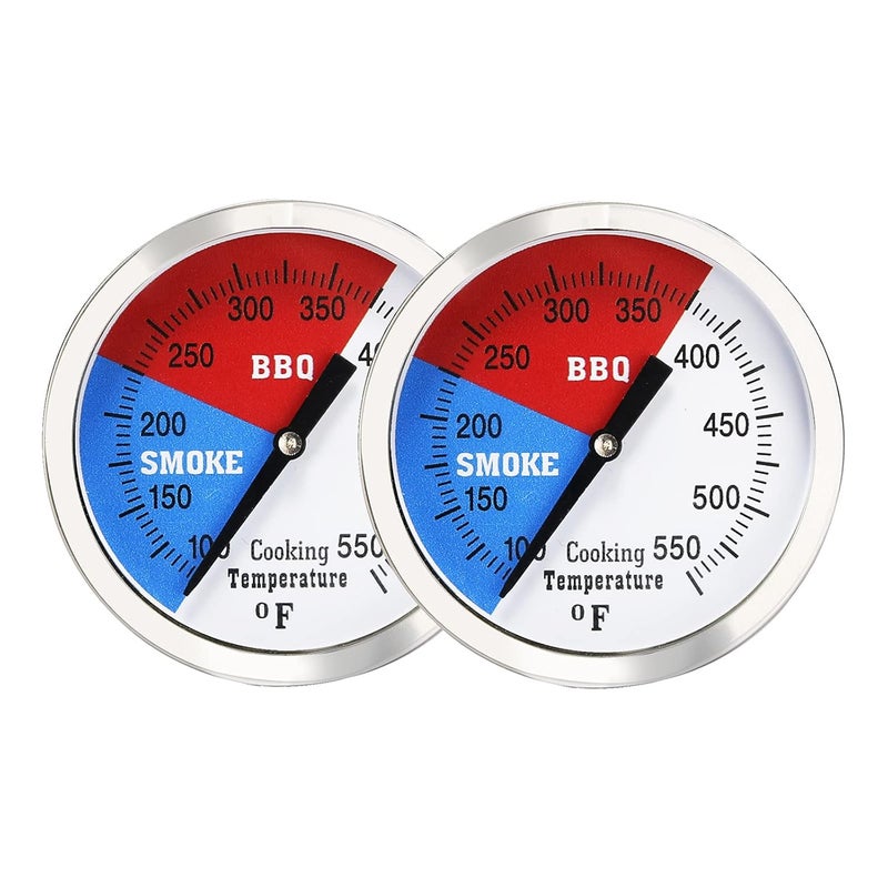 Solimeta 3 Inch Barbecue Thermometer, BBQ Smoker, Grill Thermometer, Smoke Temperature Gauge, Stainless Steel Temp Gauge, 2 Pack - Image 1